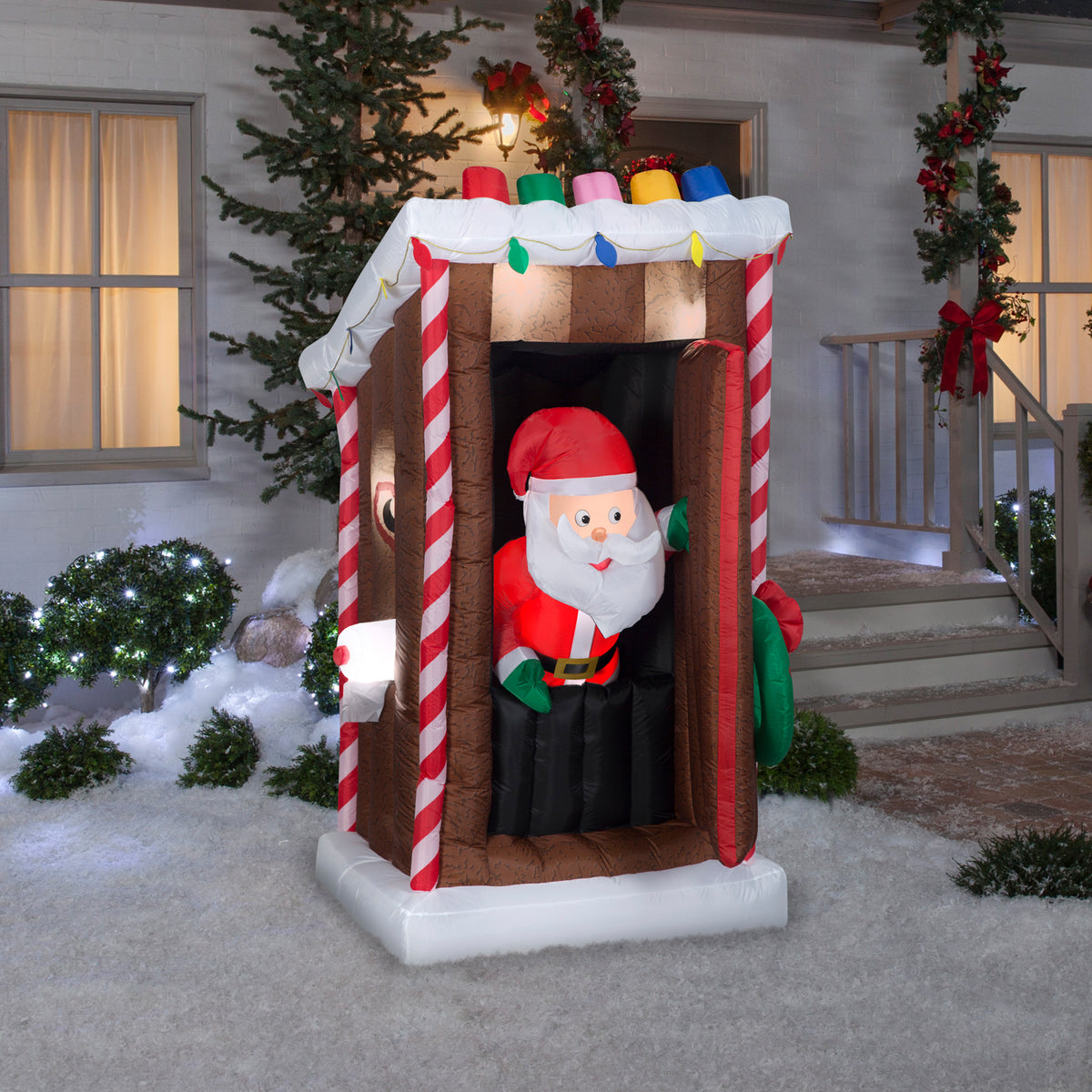 Gemmy Animated Airblown Inflatable Santa's Outhouse – Inflatableholidays