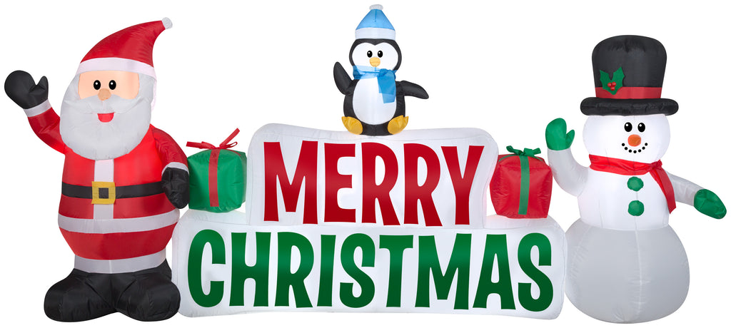 Gemmy Airblown Inflatable Merry Christmas Sign with Santa