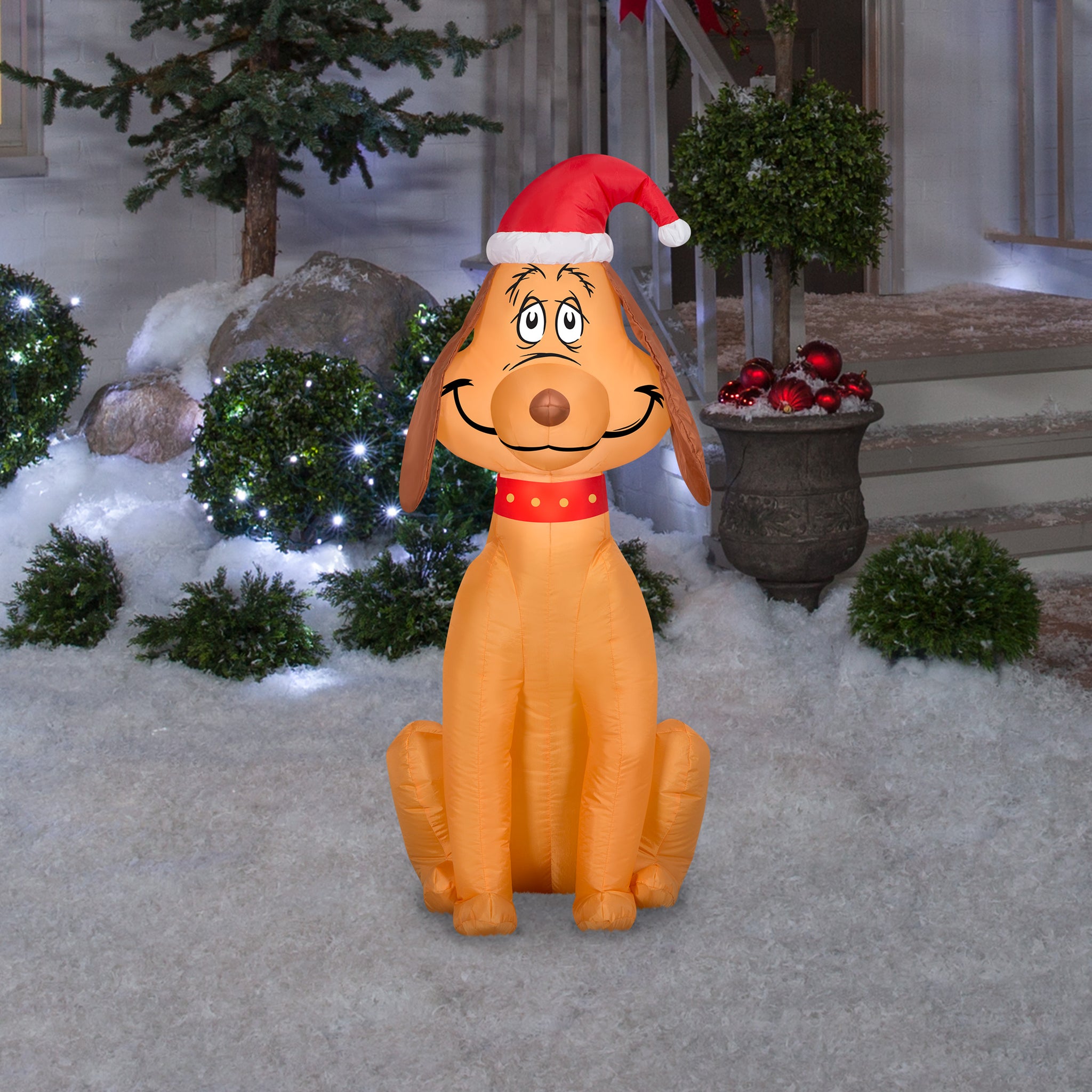 Gemmy Airblown Inflatable Max The Dog Grinch Wearing Santa Hat, 3.5 Fe ...