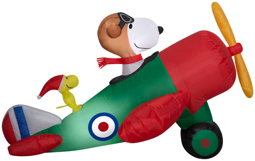 Gemmy Christmas Airblown Inflatable 4.5' Snoopy in Airplane