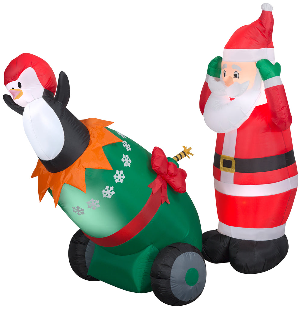 Gemmy Lightshow Airblown Inflatable Christmas Cannon Scene with Sparkling Fuse, 5 Feet Tall