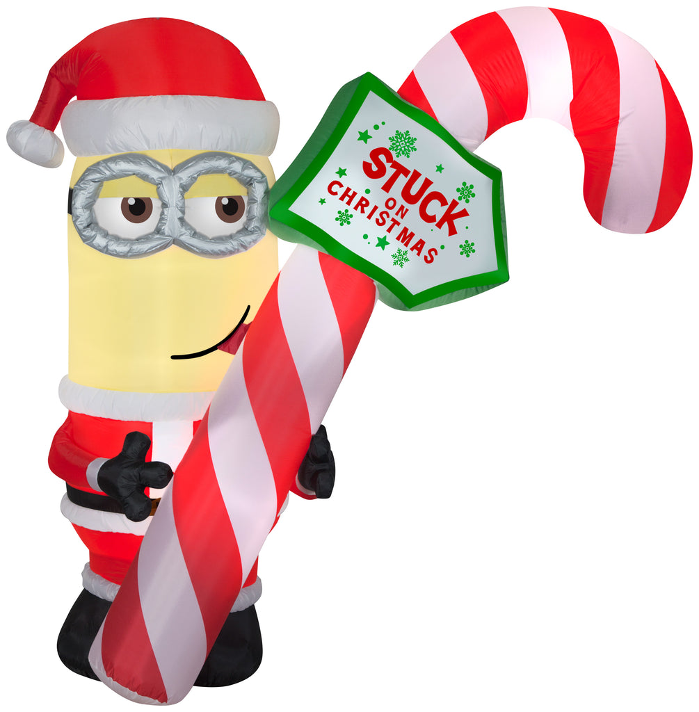 Gemmy Airblown Inflatable Minion Kevin Licking Candy Cane