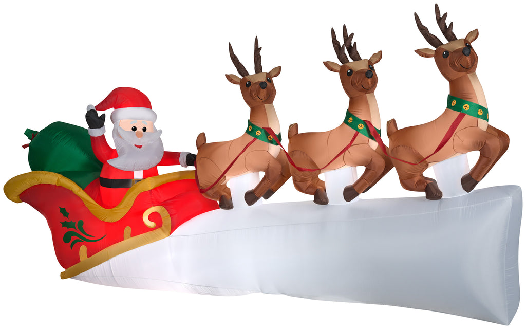 Gemmy Airblown Inflatable Santa's Flying Sleigh